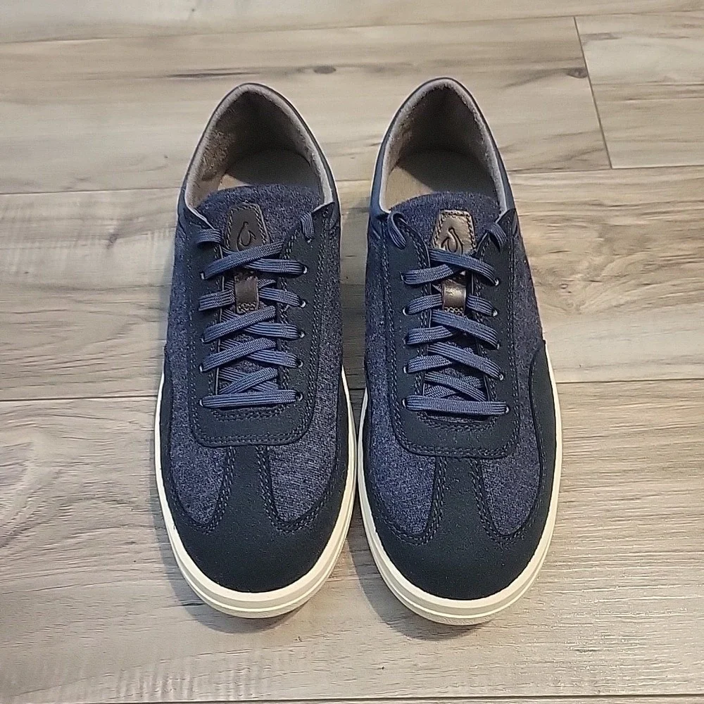 OluKai Puliki Vintage Indigo Suede Textile‎ Lace Up Casual Sneakers Men 8.5 NEW